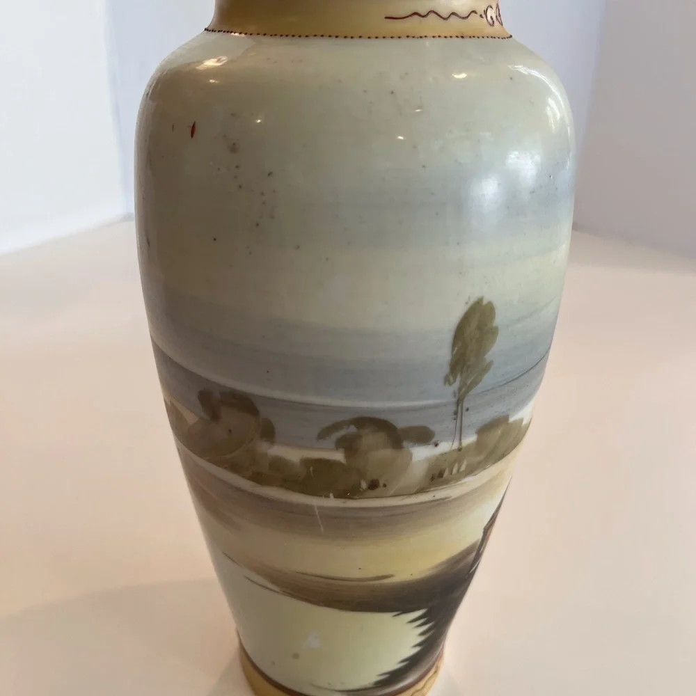 Hand Painted Vase with Windmill